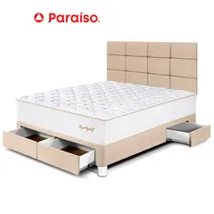 PARAISO - Dormitorio con Cajones Royal Elizabeth Blocks 2 Plazas Champagne + 2 Almohadas Viscoelásticas