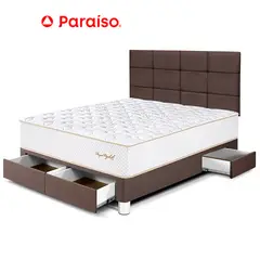 PARAISO - Dormitorio con Cajones Royal Elizabeth Blocks 2 Plazas Chocolate + 2 Almohadas Viscoelásticas