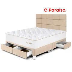 PARAISO - Dormitorio con Cajones Royal Elizabeth Blocks Queen Champagne + 2 Almohadas Viscoelásticas
