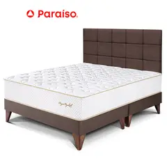 PARAISO - Dormitorio Europeo Royal Elizabeth Blocks Queen Chocolate + 2 Almohadas Viscoelásticas