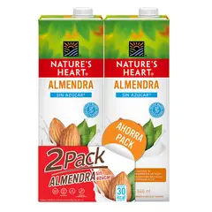 NATURES HEART - Bebida de Almendra sin Azúcar Pack 2 Cajas 946 mL
