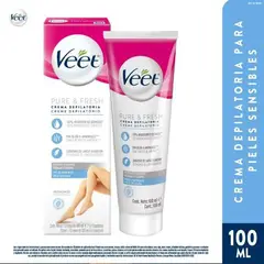 VEET - Crema Depilatoria Pure Fresh Piel Normal Piernas y Cuerpo Envase 100 mL