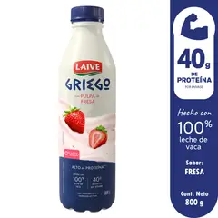 LAIVE - Yogurt Griego Fresa Botella 800 mL