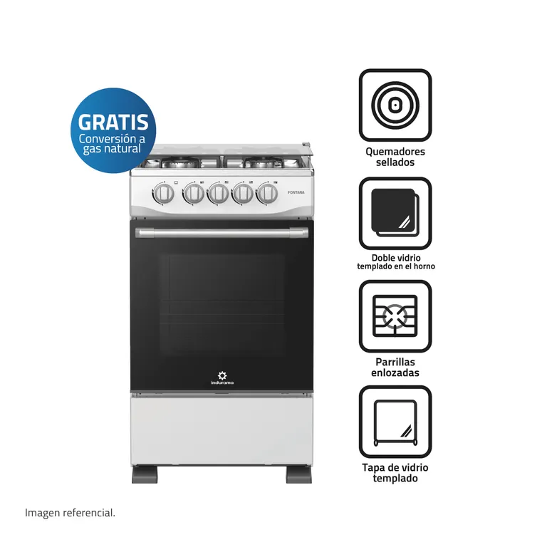 Cocina A Gas Fontana 20 Pulgadas 4 Hornillas Gris