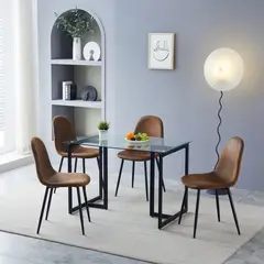 CASA JOVEN - Juego De Comedor Vidrio + 4 Sillas Suede
