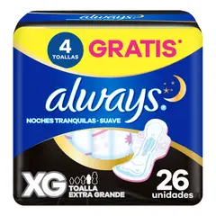 ALWAYS - Toallas Higiénicas Nocturna Extra Grande Empaque 26 und
