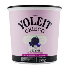 YOLEIT - Yogurt Griego Sin Lactosa con Berries Envase 950 g