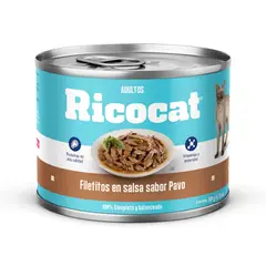 RICOCAT - Alimento Húmedo Gatos Adultos Filetitos de Pavo Lata 190 g