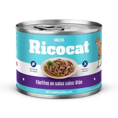 RICOCAT - Alimento Húmedo Gatos Adultos Filetitos de Atún Lata 190 g