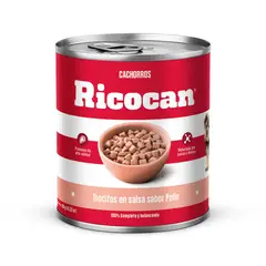 RICOCAN - Alimento Húmedo Cachorros Trozos de Pollo Lata 290 g