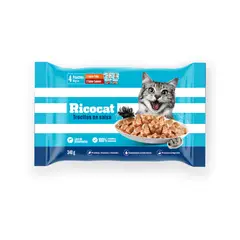 RICOCAT - Alimento Húmedo Gatos Adultos Pollo Salmon Empaque 4 Und