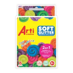 ARTI CREATIVO - Plastilina Soft Glitter Caja 6 Und