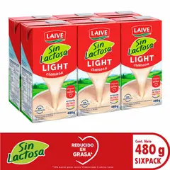 LAIVE - Mezcla Láctea Light Sin Lactosa Sixpack Caja 480 g
