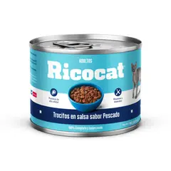 RICOCAT - Alimento Húmedo Gatos Adultos Trocitos Pescado Lata 190 g