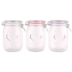CASA JOVEN - Set Canister Vidrio Corazones 3 Piezas 1000 mL