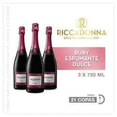 RICCADONNA - Espumante Ruby 3 Botellas 750 mL