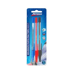 ARTESCO - Lapicero Punta Fina Tops 505 F Blíster 3 Und