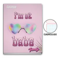 COLLEGE - Cuaderno Cuadriculado Trendy Girl Deluxe 80 Hojas