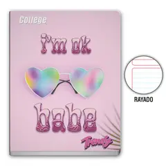 COLLEGE - Cuaderno Rayado Trendy Girl Deluxe 80 Hojas