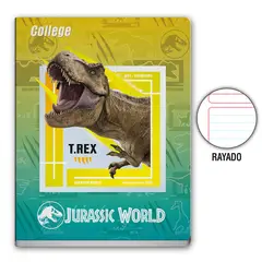 COLLEGE - Cuaderno Rayado Jurassic World Deluxe 80 Hojas