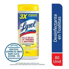 LYSOL - Toallas Desinfectantes Crisp Linen Envase 80 Und