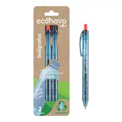 ECONOVO - Lapicero Eco Novo Retráctil Rojo Negro Blíster 2 Und