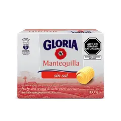 GLORIA - Mantequilla Sin Sal en Barra Empaque 180 g
