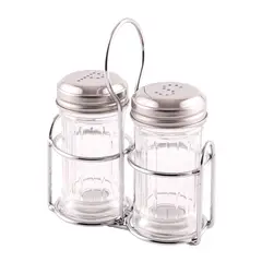 CASA JOVEN - Salero Pimentero de Vidrio con Rack