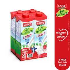LAIVE - Leche Light Sin Lactosa Pack 4 Cajas 946 mL