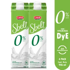 LAIVE - Leche Descremada Sbelt Pack 4 Cajas 946 mL