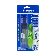 PILOT - Lapiceros BPS GP 4 Azules + Corrector En Cinta