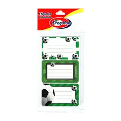 PEGAFAN - Etiquetas Escolar Fútbol Bolsa 12 Und