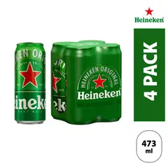 HEINEKEN - Cerveza Pack 4 Und Lata 473 mL
