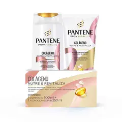 PANTENE - Shampoo Colágeno Y Acondicionador Colágeno Pack 2 Botella 300 mL + 250 mL