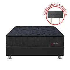 FORLI - Cama Americana Pocket Negro Queen