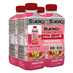 SUEROX - Bebida Rehidratante Fresa Kiwi Pack 4 Botellas 630 mL