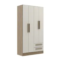 CASA JOVEN - Ropero 4 Puertas 2 Cajones Off White