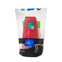 DARNEL - Vasos 12 Oz Rojo Vivo Empaque 12 Und
