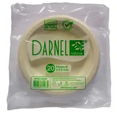 DARNEL - Platos 15.5 Naturals Bagazo Empaque 20 Und