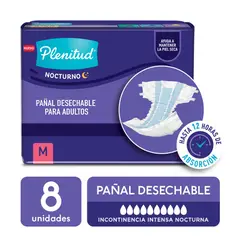 PLENITUD - Pañal para Adulto Nocturno Talla M Empaque 8 Und