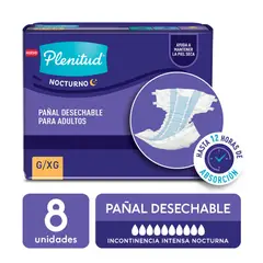 PLENITUD - Pañal para Adulto Nocturno Talla G/XG Empaque 8 Und