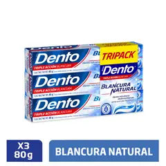 Dento - Crema Dental Triple Acción Blancura Natural Caja 3 Und