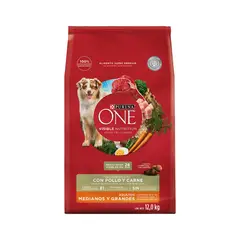 PURINA ONE - Alimento Seco Perros Adultos Grandes Carne Bolsa 12 Kg