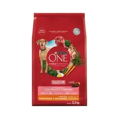 PURINA ONE - Alimento Seco Perros Adultos Grandes Cordero Bolsa 12 Kg