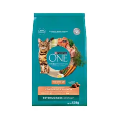 PURINA ONE - Alimento Seco Gatos Adultos Pollo Salmón Bolsa 6 Kg