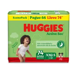 HUGGIES - Pañal Active Sec Talla XXG Empaque 74 Und