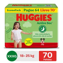 HUGGIES - Pañal Active Sec Talla XXXG Empaque 70 Und