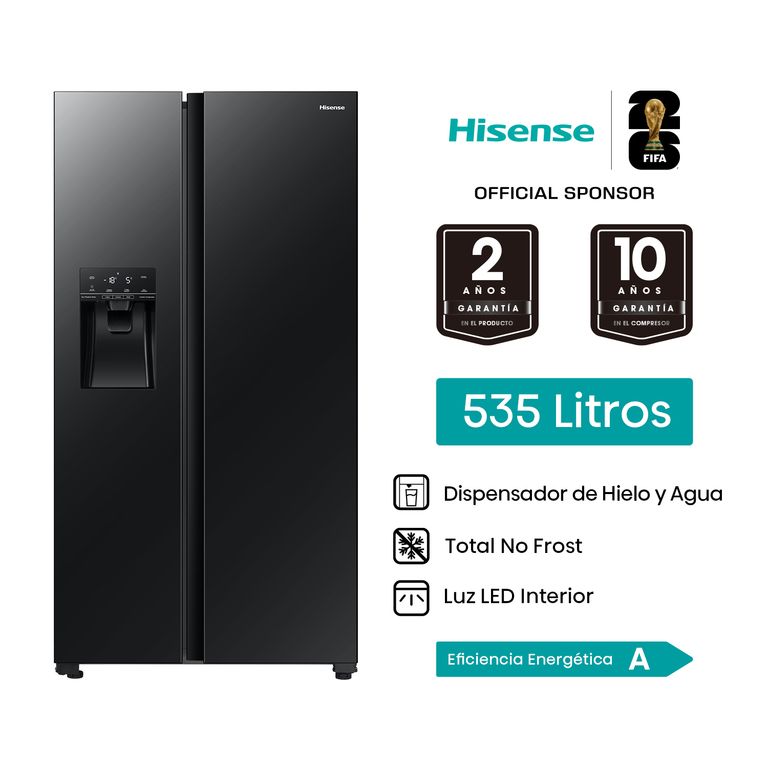 Refrigeradora Side by Side Negra 535L No Frost