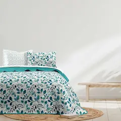 CASA JOVEN - Set de Cama Quilt 1.5 Plaza Turquesa