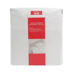 PRECIO UNO - Juego de Sábanas Microfibra 1.5 Plazas Blanco